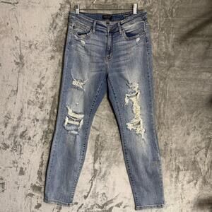 Women’s Judy Blue Boyfriend Fit Jeans Size 11/30 Distressed Paint Splatter